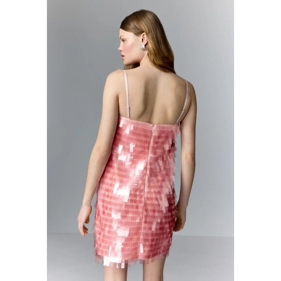 Badgley Mischka Pink Paillette Sequin Mini Cocktail Dress – Women’s Size 6 - Picture 3 of 16